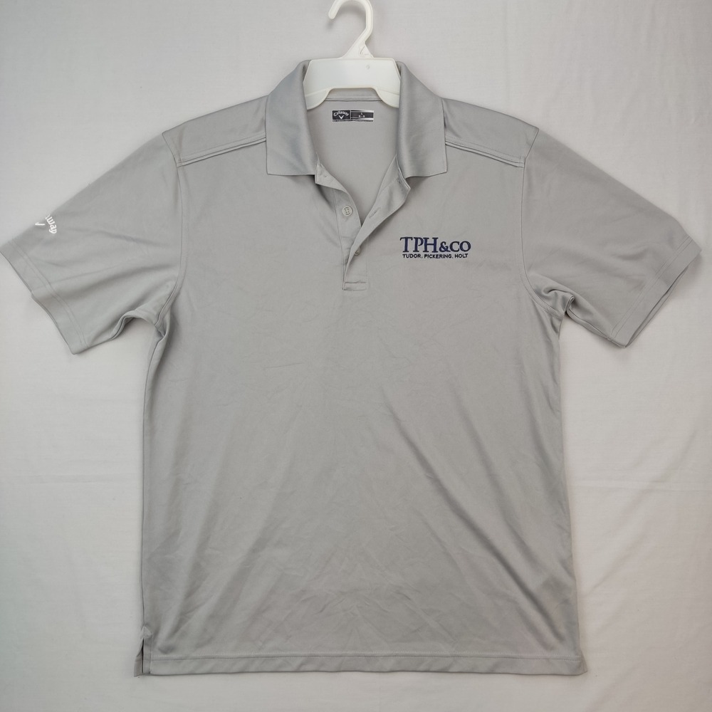 Callaway Polo Shirt Men Large Grey TPH&CO Embroidered Golf Performance Short Slv
